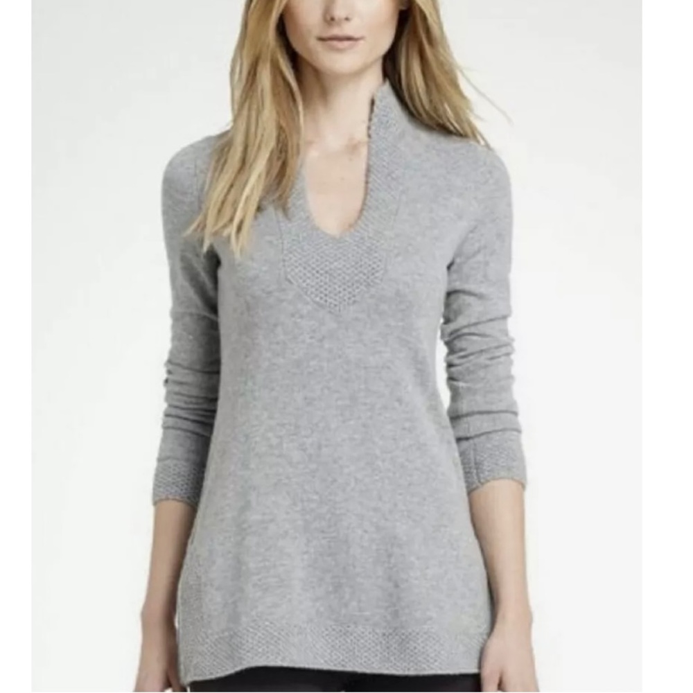 Tory Burch Cashmere Split Neck Tunic Sweater
